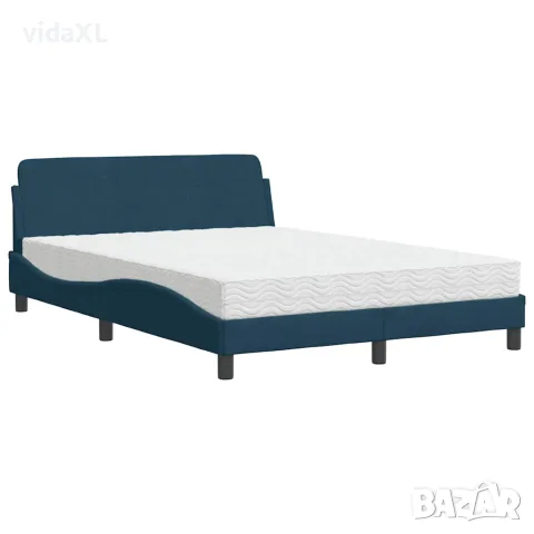 vidaXL Легло с матрак Dover, синьо, 140x190 см, кадифе, снимка 3 - Спални и легла - 56146791