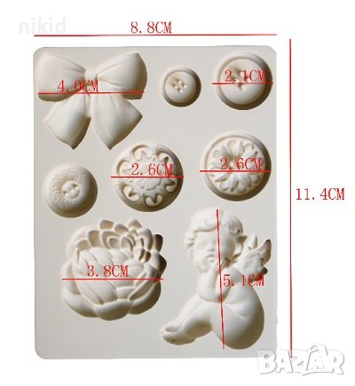 Ангел цвете Лотус копче панделка брошка силиконов молд форма фондан шоколад гипс , снимка 3 - Форми - 37281186