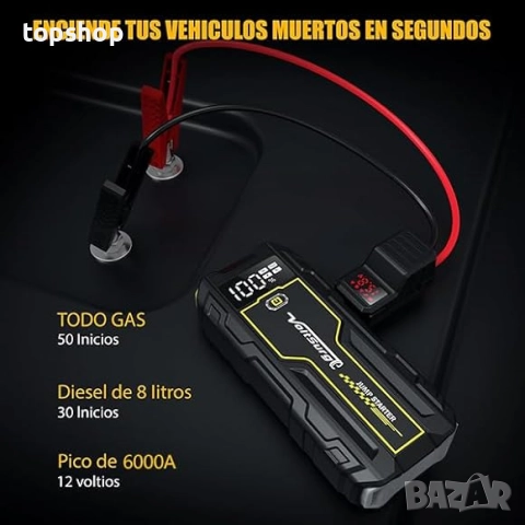 Нов проверен джъмп стартер Преносим стартер VoltSurge, 6000A (до 10 литра дизел или друг вид бензин), снимка 2 - Аксесоари и консумативи - 52435098