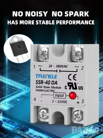 Твърдотелно реле SSR-40DA 3–32V DC, 24–380V AC, снимка 8 - Друга електроника - 55973596
