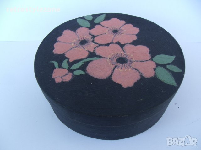 № 4349 стара дървена кутия   - рисувани орнаменти  - фурнир  , снимка 6 - Други ценни предмети - 29337107