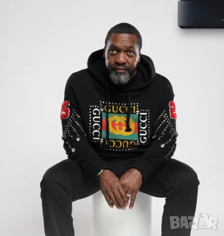 Gucci Interlocking G Logo Crystal Embellished Hoodie  суитчър размер М