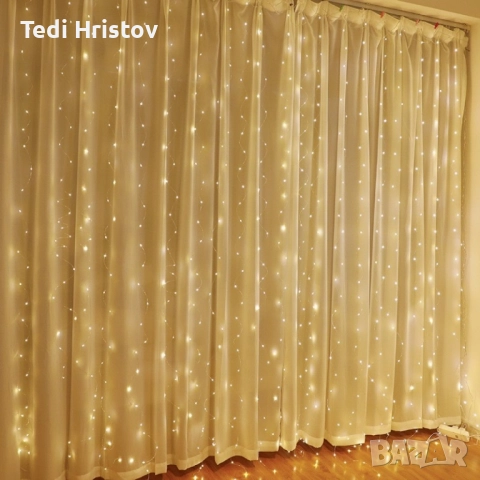 Коледни лампички с 300Led лампи 3 метра на 3 метра ,коледна завеса с дистанционно. , снимка 5 - Лед осветление - 52419803