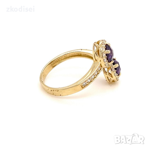 Златен дамски пръстен 3,42гр. размер:58 14кр. проба:585 модел:21985-5, снимка 2 - Пръстени - 44764841