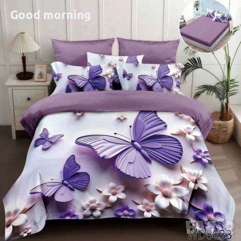 Флорален комплект с ластик, 100% памук 1 бр. х плик за завивка 200 x 230 cm 1 бр. х долен чаршаф , снимка 15 - Спално бельо - 54090345