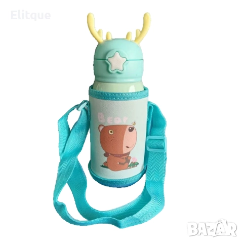 Детска бутилка за вода 2 в 1 от неръждаема стомана, снимка 4 - Стоки за близнаци - 52862531