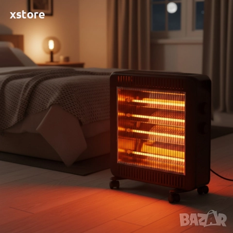 Кварцова печка 2200W с 4 тръби – бързо отопление и нисък разход, снимка 2 - Отоплителни печки - 52690201