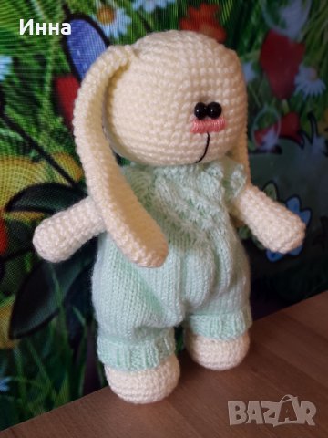 Плетена играчка Заек-Беби, Плетени, ръчно изработени, прекрасен подарък, снимка 10 - Плюшени играчки - 38318925