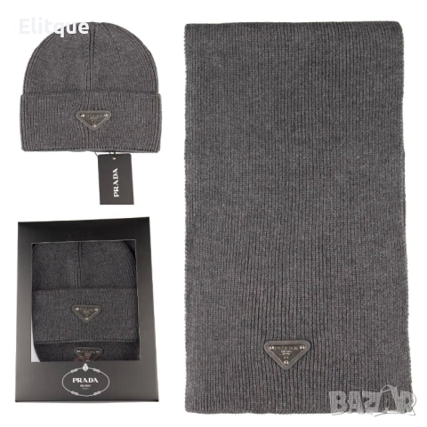 комплект шапка и шал hermes prada 