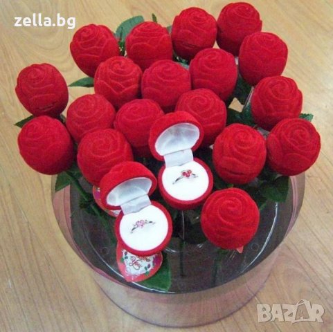 Кутия за годежен пръстен обеци с форма на рози кадифе цена, снимка 3 - Стайни растения - 35256535