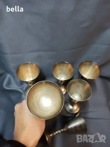 Комплект от 6 посребрени високи чаши ,височина 14 см ,вместимост 100 мл., снимка 4 - Други ценни предмети - 48559323