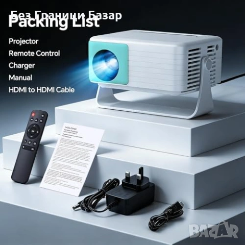 Нов Домашен мини проектор 720P 1080P Auto Keystone iOS Android HDMI, снимка 6 - Плейъри, домашно кино, прожектори - 53279748