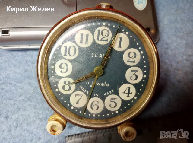 SLAVA 11 JEWELS MADE in USSR Стар КОЛЕКЦИОНЕРСКИ РУСКИ МЕХАНИЧЕН БУДИЛНИК СЛАВА 47762, снимка 6 - Антикварни и старинни предмети - 47656659
