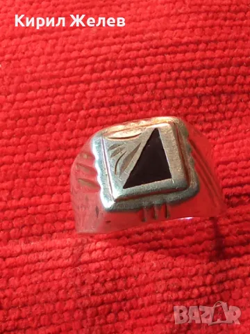 Стар РЪЧНО РЕТРО ОРНАМЕНТИРАН СРЕБЪРЕН ПРЪСТЕН СРЕБРО 925 с ИНКРУСТИРАН ШЛИФОВАН ЧЕРЕН ОНИКС 48234, снимка 12 - Пръстени - 49294556