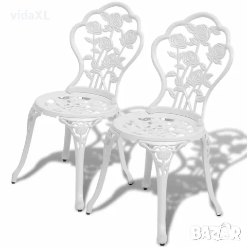 vidaXL Бистро комплект, 3 части, лят алуминий, бял, снимка 3 - Градински мебели, декорация  - 56147536