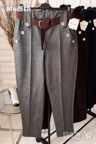 Елегантен дамски панталон с копчета и колан 7063, снимка 3 - Панталони - 52882489