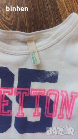 Памучна блузка Benetton 3-4 г, снимка 3 - Детски Блузи и туники - 34194156