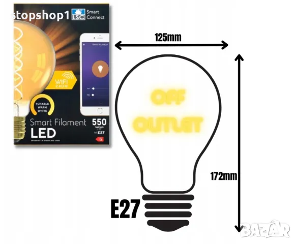 LSC Smart LED крушка с нажежаема жичка e27, снимка 2 - Лед осветление - 47425093