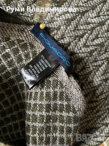 Тъмнозелен/ сив шал Piquadro с две лица с вълна/ мъжки шал, снимка 3 - Шалове - 43879466