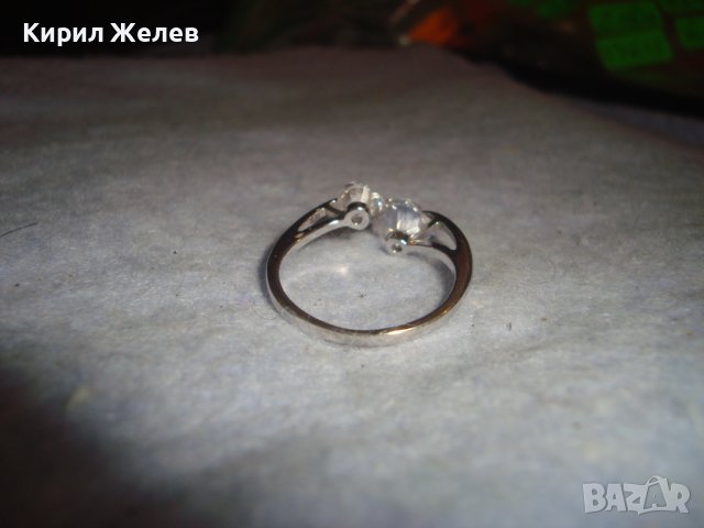 РОМАНТИЧЕН АРТ ПРЪСТЕН от БЛАГОРОДНА СТОМАНА с 2 ВЪРТЯЩИ се СЪРЦЕВИДНО ФАСЕТИРАНИ ЦИРКОНА 27780, снимка 5 - Пръстени - 37513969