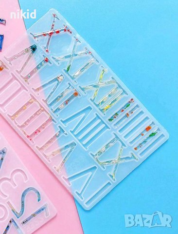 Римски числа цифри силиконов молд форма фондан шоколад смола декор, снимка 2 - Форми - 44406433