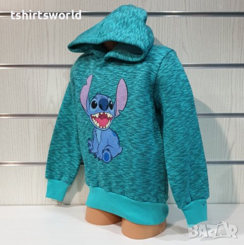 Нов детски суичър с дигитален печат Стич (Stitch) в цвят зелен меланж, снимка 3 - Детски анцузи и суичери - 38995993