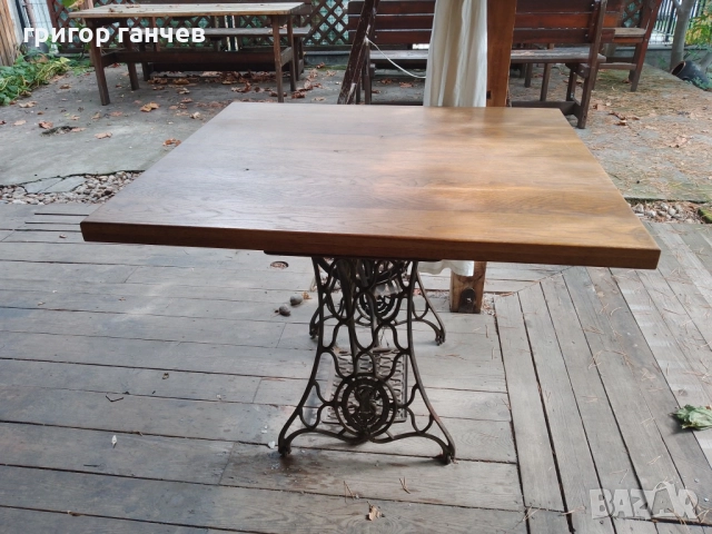 Маса с масивен плот от слепена дървесина - дъб, снимка 2 - Маси - 52066732