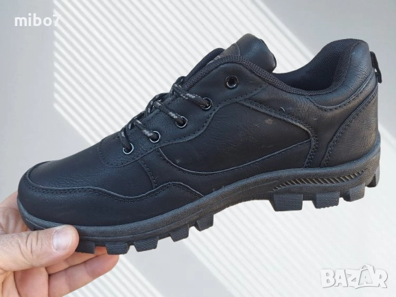 Мъжки маратонки с гумено директно излято ходило в черно- CAIDAI, снимка 3 - Спортни обувки - 52745362