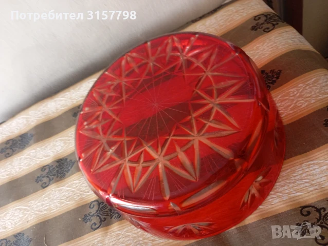 Кристална купа тип бохемия, снимка 3 - Антикварни и старинни предмети - 50739304