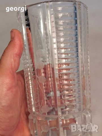 ретро масивна стъклена ваза 26/3, снимка 2 - Вази - 50693594