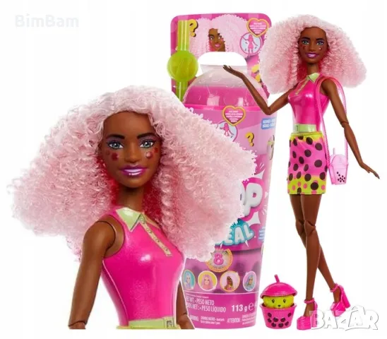 Оригинална ароматизирана кукла в чаша Barbie® Pop Reveal™ Berry Bubble Tea Series, снимка 3 - Кукли - 48267385