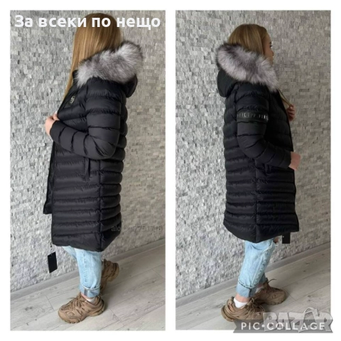 Philipp Plein Дамско Дълго Яке С Естествен Пух На Качулката Код W.S.O.36, снимка 2 - Якета - 52947936