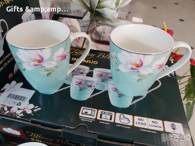 Комплект от 6 порцеланови чаши с Магнолии, снимка 1