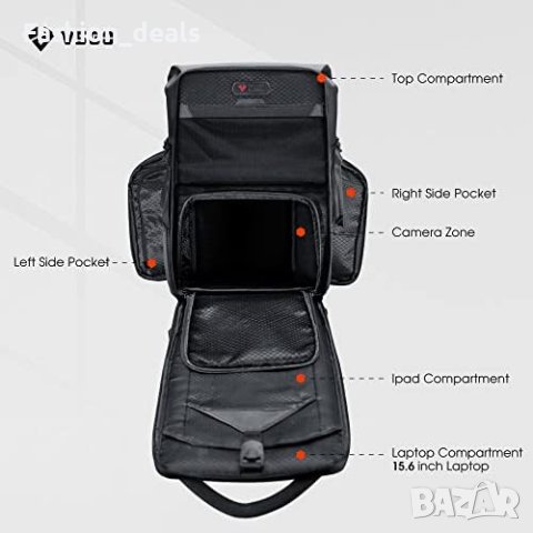 Нова Професионална раница VSGO за камера фотоапарат Sony Canon Nikon аксесоари за статив за обективи, снимка 7 - Чанти, стативи, аксесоари - 42499015