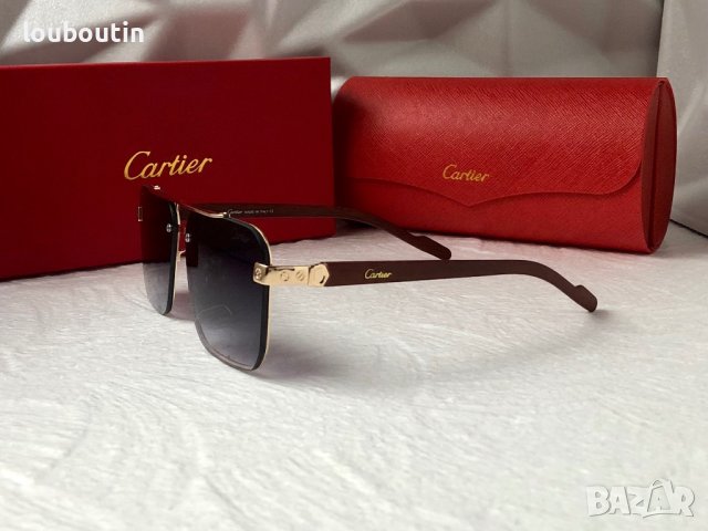 Cartier висок клас мъжки слънчеви очила с дървени дръжки, снимка 8 - Слънчеви и диоптрични очила - 42092535