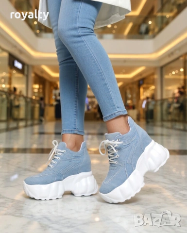 Кецове на платформа - деним, снимка 4 - Кецове - 54028930