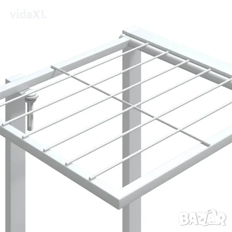 vidaXL Стойка за цветя на колела 94,5x24,5x91,5 см бяла желязо, снимка 8 - Саксии и кашпи - 56147162