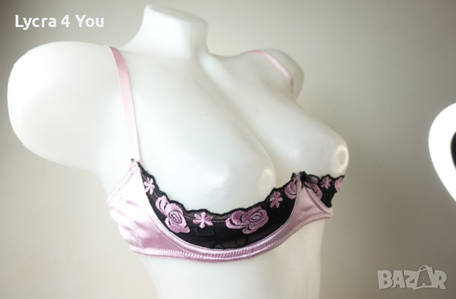 Cottelli Collection 80C розов сатенен сутиен с разкриващи чашки, снимка 6 - Бельо - 44791230