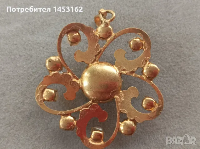 Старинна висулка с гранатови кристали и перли , снимка 4 - Други - 47733899