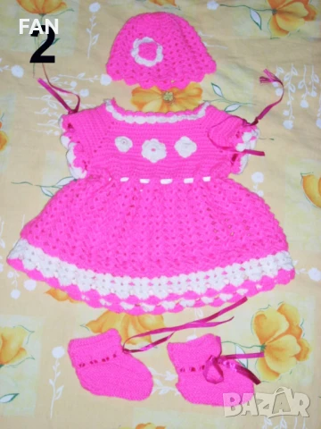 Бебешки плетени вълнени дрехи ръчна изработка, снимка 3 - Комплекти за бебе - 51392210