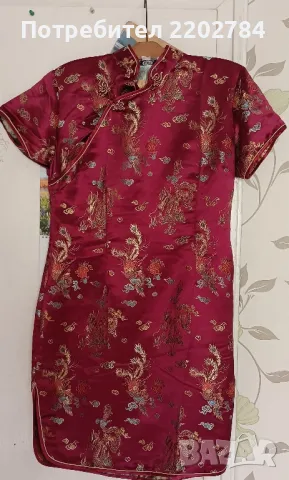 Копринена рокля чонсам, азиатски стил , снимка 10 - Рокли - 41693116