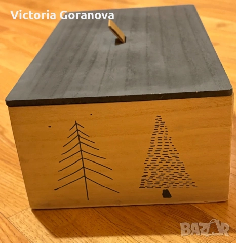Декоративна дървена кутия с капак – стилна кутия за съхранение, снимка 2 - Други - 54114754