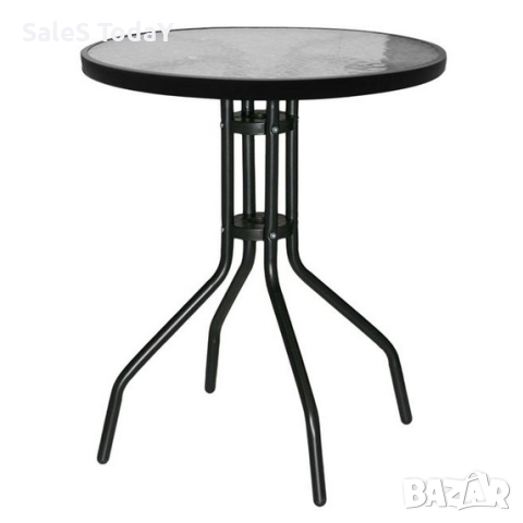 Маса със стъклен плот, метални крака, черна, 70см, снимка 4 - Маси - 44803614