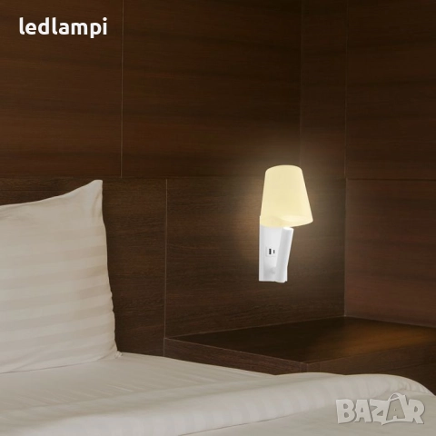 LED Аплик 2W С USB/PD Порт Бял Топло Бяла Светлина, снимка 8 - Лампи за стена - 25070377