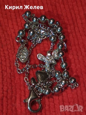 НЕЖНА СКЪПОЦЕННА СРЕБЪРНА ГРИВНА РОДИРАНО СРЕБРО S925 с ФИГУРАЛНИ АРТ ВИСУЛКИ 34388, снимка 2 - Гривни - 39471336