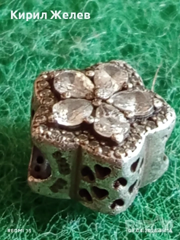 Сребърен талисман от PANDORA Красива като цвете с кристали 54517, снимка 6 - Колиета, медальони, синджири - 54079545