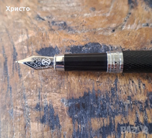 писалка Christian Lacroix Paris метал сребрист и черно, луксозна, красиво гравиран черен лак, снимка 5 - Ученически пособия, канцеларски материали - 46238078