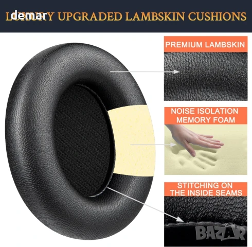 SOULWIT Резервни наушници от агнешка кожа за слушалки Beats Studio Pro, черни, снимка 3 - Bluetooth слушалки - 51193932