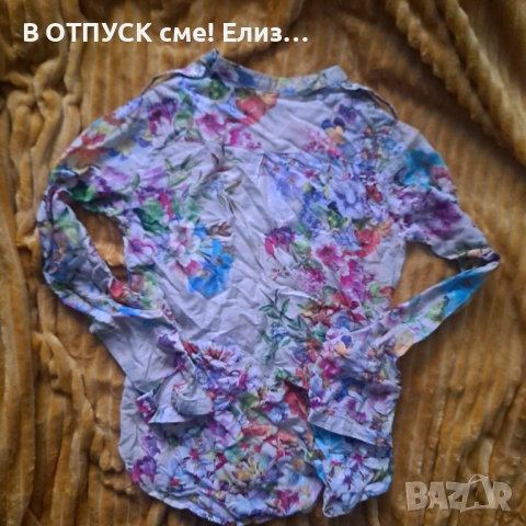 Риза коприна флорален десен уникат ефирна, снимка 6 - Ризи - 52549343