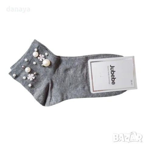 5614 Дамски чорапи с перли и цветя, 36-41 номер, снимка 4 - Дамски чорапи - 48649902